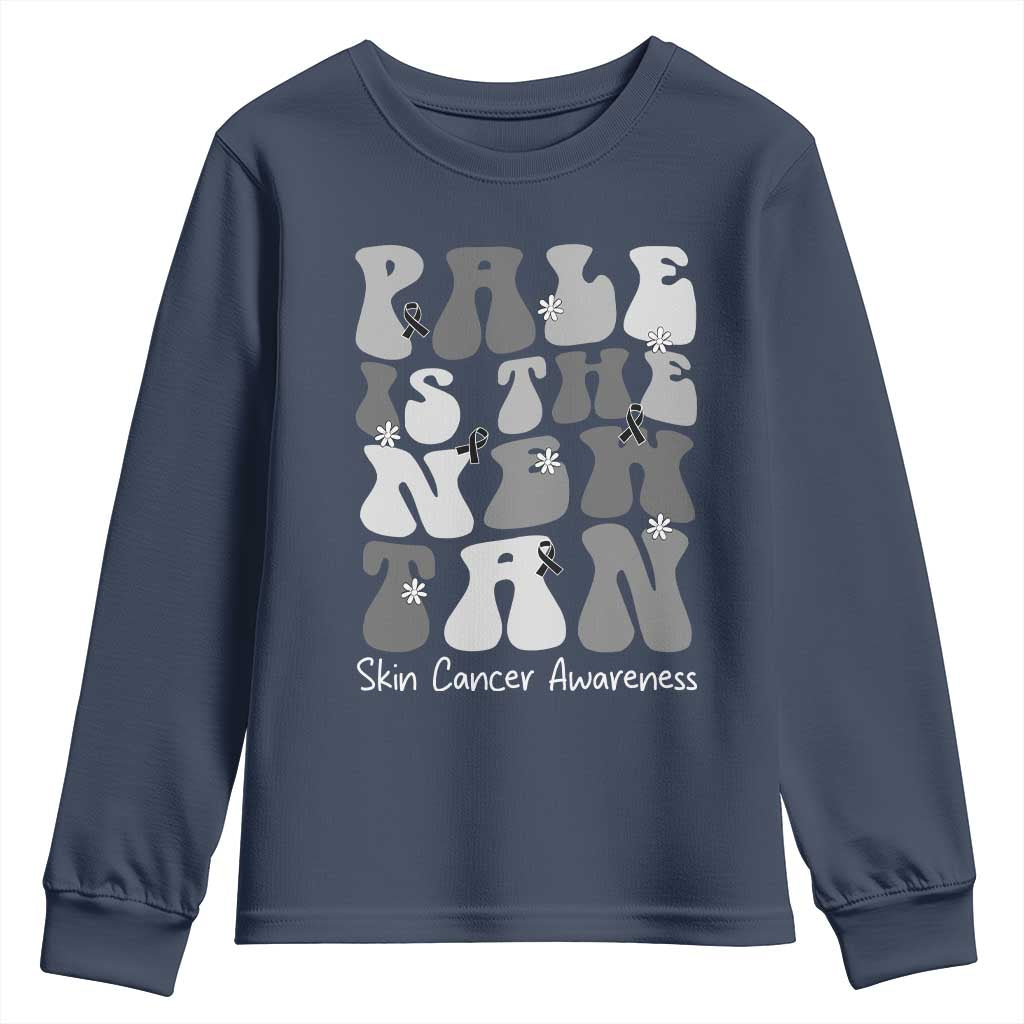Skin Cancer Warrior Youth Sweatshirt Pale Is The New Tan TS12 Navy Print Your Wear