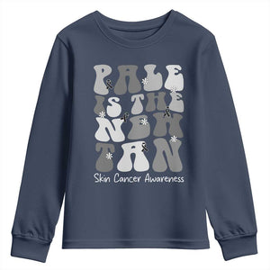 Skin Cancer Warrior Youth Sweatshirt Pale Is The New Tan TS12 Navy Print Your Wear