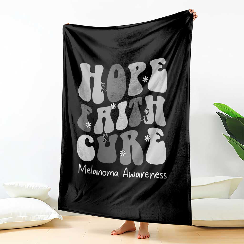 Faith Hope Cure Melanoma Awareness Throw Blanket Skin Cancer Fighter TS12 Print Your Wear