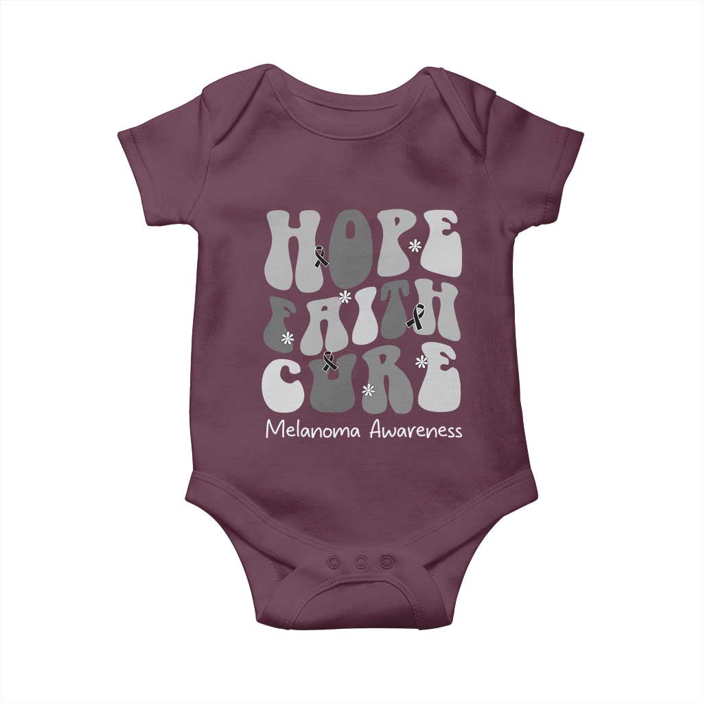 Faith Hope Cure Melanoma Awareness Baby Onesie Skin Cancer Fighter TS12 Maroon Print Your Wear