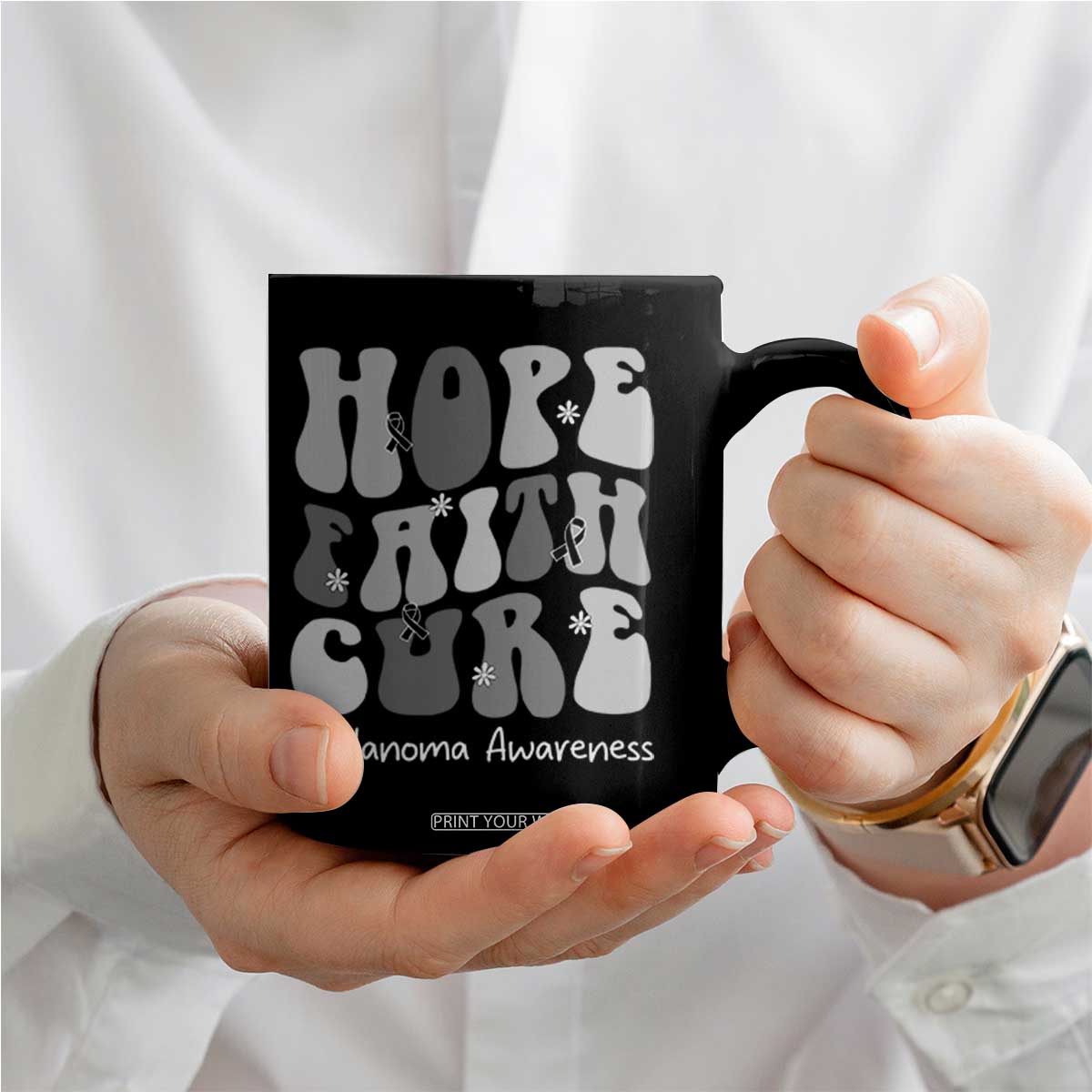 Faith Hope Cure Melanoma Awareness Coffee Mug Skin Cancer Fighter TS12 Print Your Wear