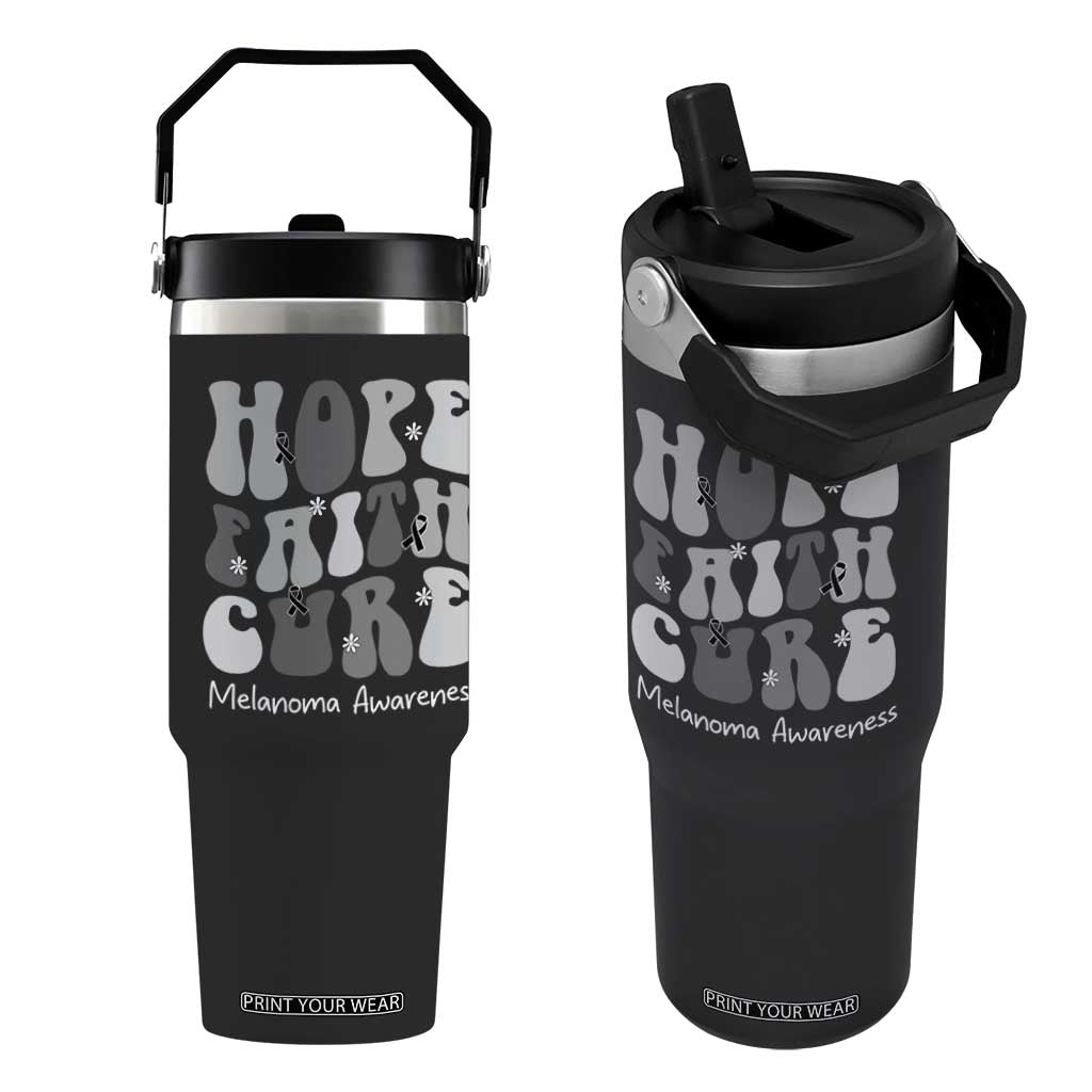 Faith Hope Cure Melanoma Awareness Flip Straw Tumbler Skin Cancer Fighter TS12 One Size: 30 oz Black Print Your Wear