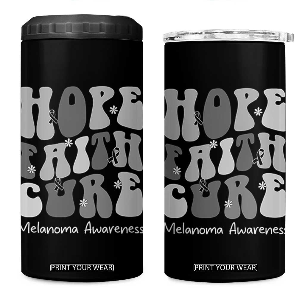 Faith Hope Cure Melanoma Awareness 4 in 1 Can Cooler Tumbler Skin Cancer Fighter TS12 One Size: 16 oz Black Print Your Wear