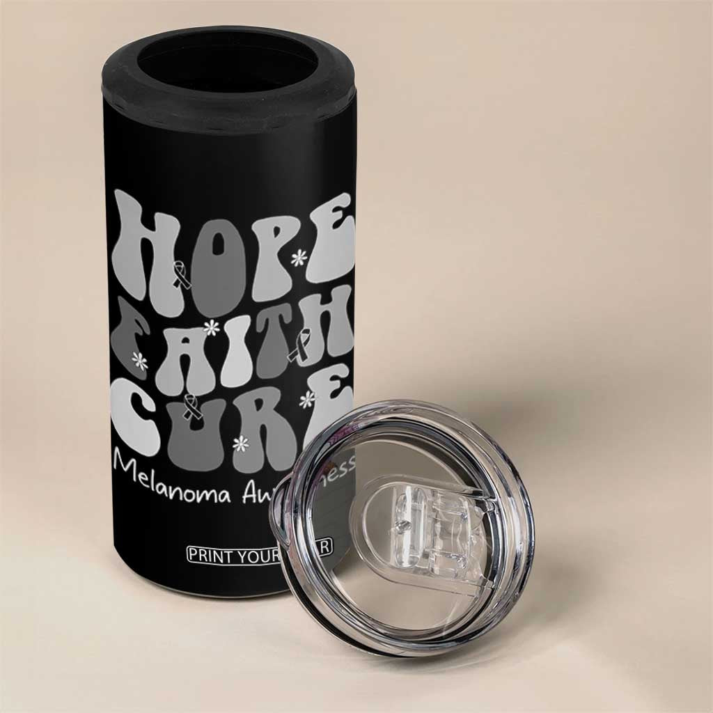 Faith Hope Cure Melanoma Awareness 4 in 1 Can Cooler Tumbler Skin Cancer Fighter TS12 Print Your Wear