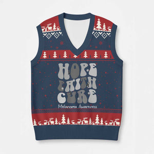 Faith Hope Cure Melanoma Awareness V-Neck Knit Sweater Vest Skin Cancer Fighter TS12 Navy Red Print Your Wear