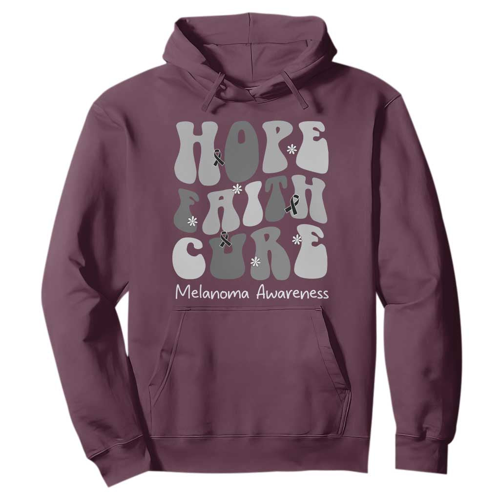 Faith Hope Cure Melanoma Awareness Hoodie Skin Cancer Fighter TS12 Maroon Print Your Wear