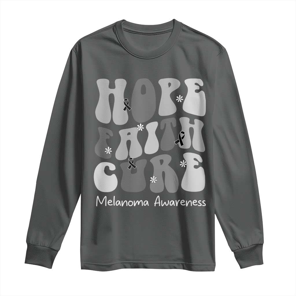 Faith Hope Cure Melanoma Awareness Long Sleeve Shirt Skin Cancer Fighter TS12 Dark Heather Print Your Wear