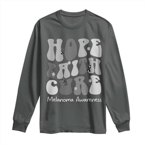 Faith Hope Cure Melanoma Awareness Long Sleeve Shirt Skin Cancer Fighter TS12 Dark Heather Print Your Wear