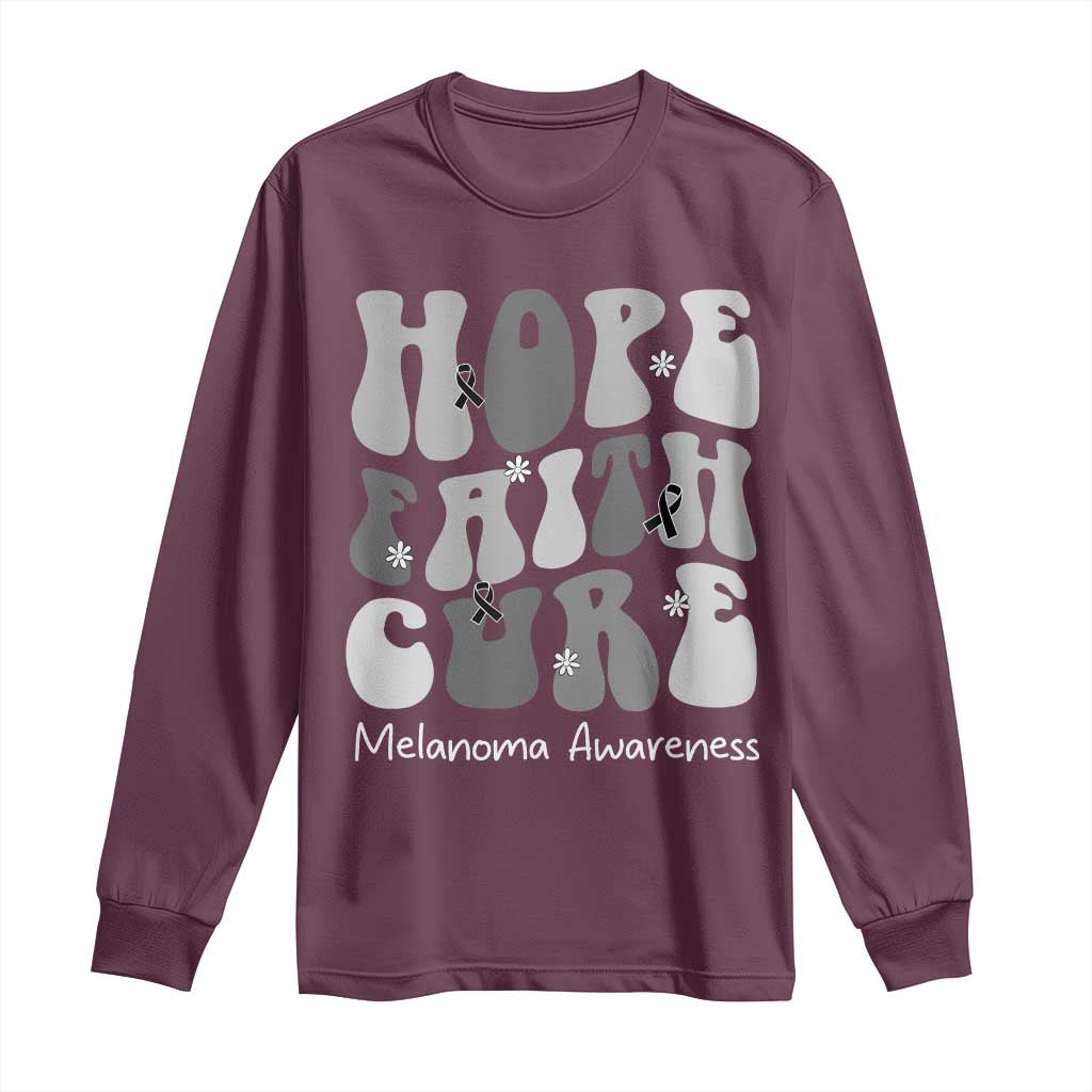 Faith Hope Cure Melanoma Awareness Long Sleeve Shirt Skin Cancer Fighter TS12 Maroon Print Your Wear