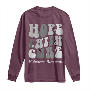Faith Hope Cure Melanoma Awareness Long Sleeve Shirt Skin Cancer Fighter TS12 Maroon Print Your Wear