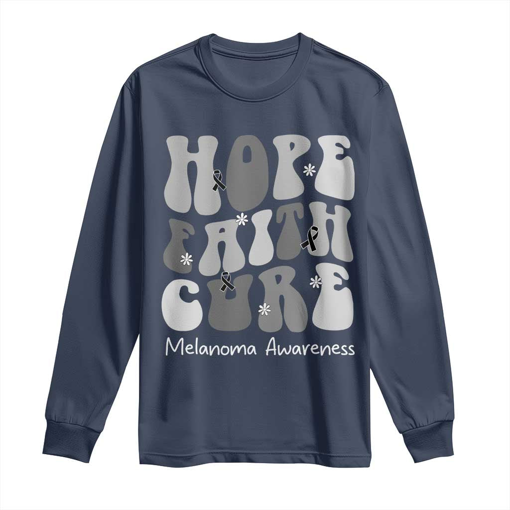 Faith Hope Cure Melanoma Awareness Long Sleeve Shirt Skin Cancer Fighter TS12 Navy Print Your Wear