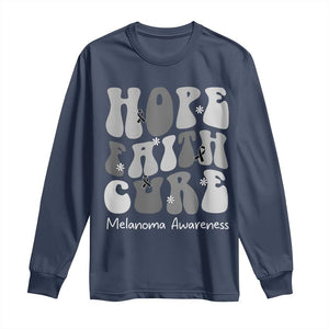 Faith Hope Cure Melanoma Awareness Long Sleeve Shirt Skin Cancer Fighter TS12 Navy Print Your Wear