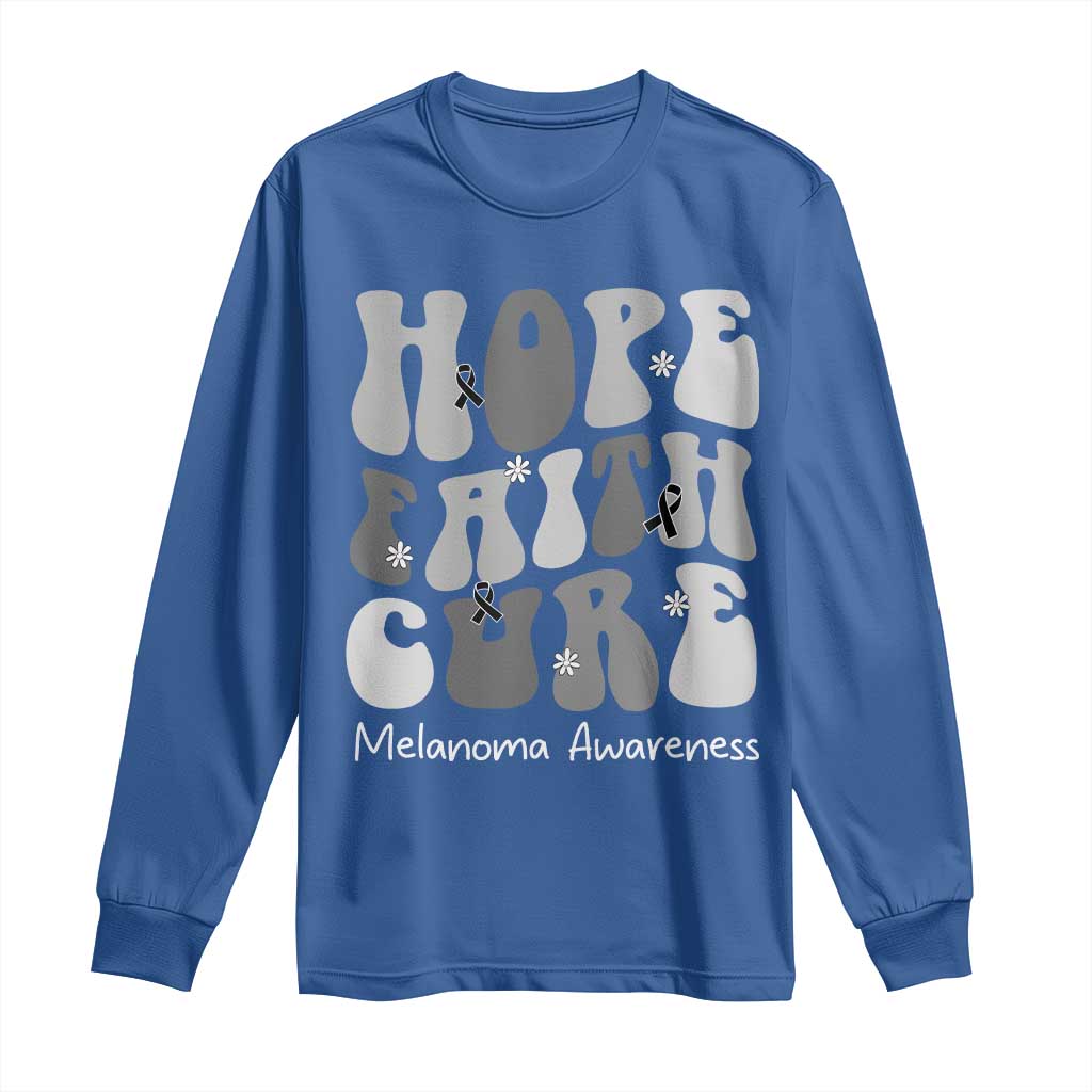 Faith Hope Cure Melanoma Awareness Long Sleeve Shirt Skin Cancer Fighter TS12 Royal Blue Print Your Wear