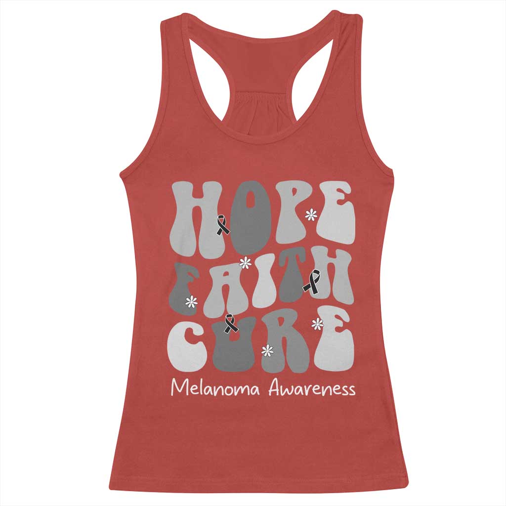 Faith Hope Cure Melanoma Awareness Racerback Tank Top Skin Cancer Fighter TS12 Red Print Your Wear