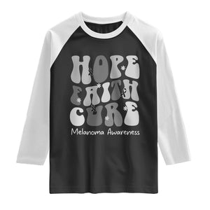 Faith Hope Cure Melanoma Awareness Raglan Shirt Skin Cancer Fighter TS12 Black White Print Your Wear