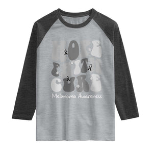Faith Hope Cure Melanoma Awareness Raglan Shirt Skin Cancer Fighter TS12 Heather Gray Heather Charcoal Print Your Wear