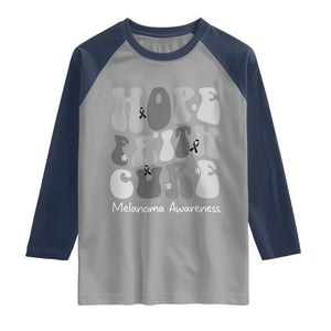 Faith Hope Cure Melanoma Awareness Raglan Shirt Skin Cancer Fighter TS12 Sport Gray Navy Print Your Wear