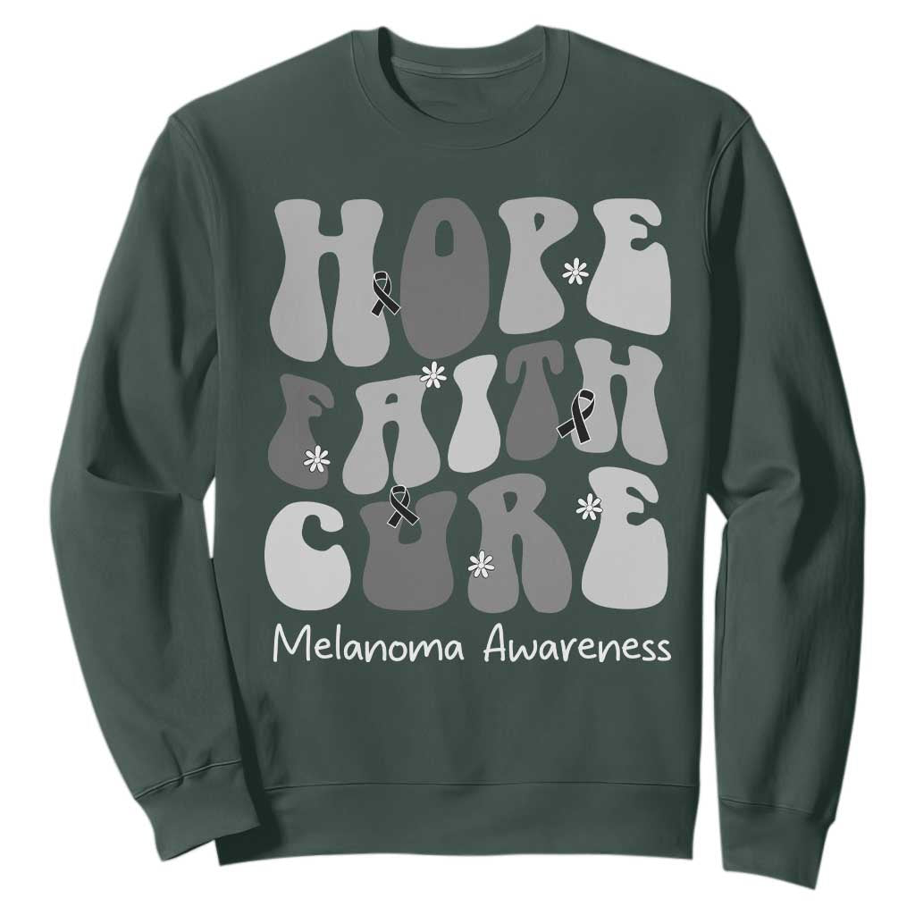 Faith Hope Cure Melanoma Awareness Sweatshirt Skin Cancer Fighter TS12 Dark Forest Green Print Your Wear