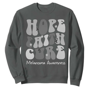 Faith Hope Cure Melanoma Awareness Sweatshirt Skin Cancer Fighter TS12 Dark Heather Print Your Wear