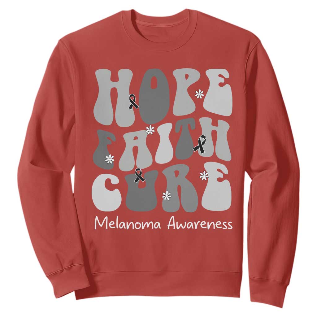 Faith Hope Cure Melanoma Awareness Sweatshirt Skin Cancer Fighter TS12 Red Print Your Wear
