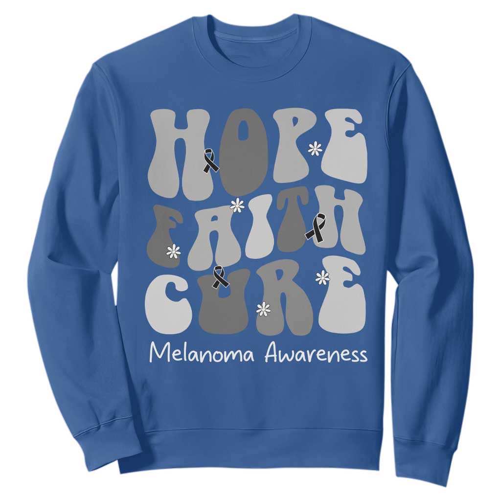 Faith Hope Cure Melanoma Awareness Sweatshirt Skin Cancer Fighter TS12 Royal Blue Print Your Wear