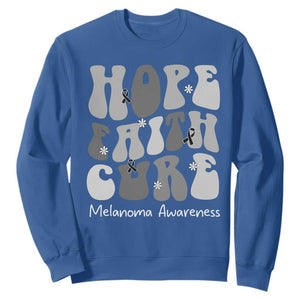Faith Hope Cure Melanoma Awareness Sweatshirt Skin Cancer Fighter TS12 Royal Blue Print Your Wear
