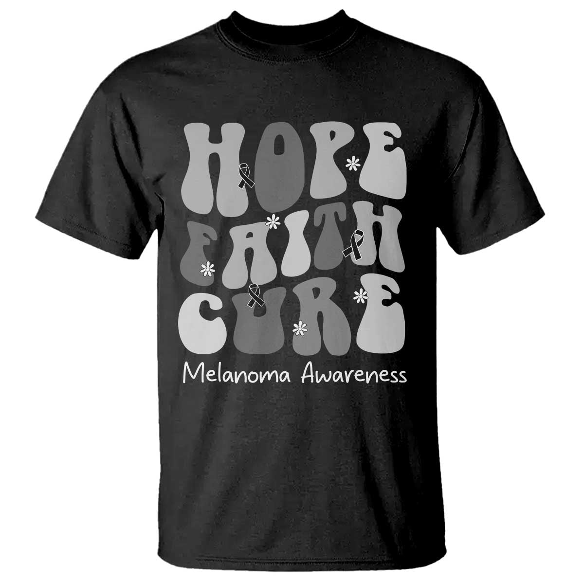 Faith Hope Cure Melanoma Awareness T Shirt Skin Cancer Fighter TS12 Black Print Your Wear