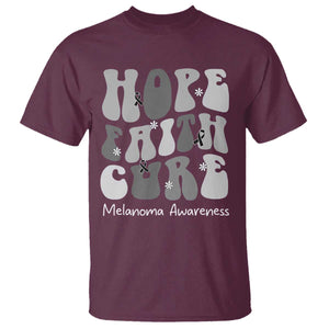 Faith Hope Cure Melanoma Awareness T Shirt Skin Cancer Fighter TS12 Maroon Print Your Wear