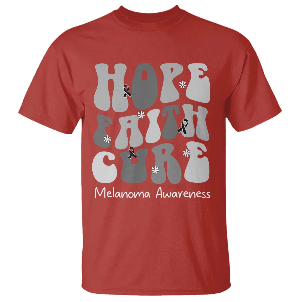 Faith Hope Cure Melanoma Awareness T Shirt Skin Cancer Fighter TS12 Red Print Your Wear