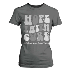 Faith Hope Cure Melanoma Awareness T Shirt For Women Skin Cancer Fighter TS12 Dark Heather Print Your Wear