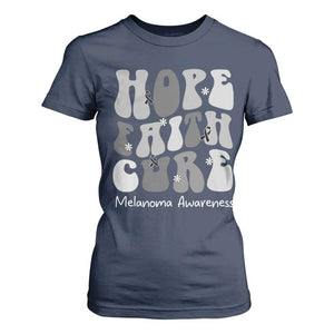 Faith Hope Cure Melanoma Awareness T Shirt For Women Skin Cancer Fighter TS12 Navy Print Your Wear