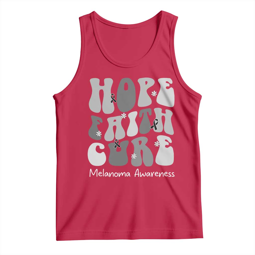 Faith Hope Cure Melanoma Awareness Tank Top Skin Cancer Fighter TS12 Red Print Your Wear