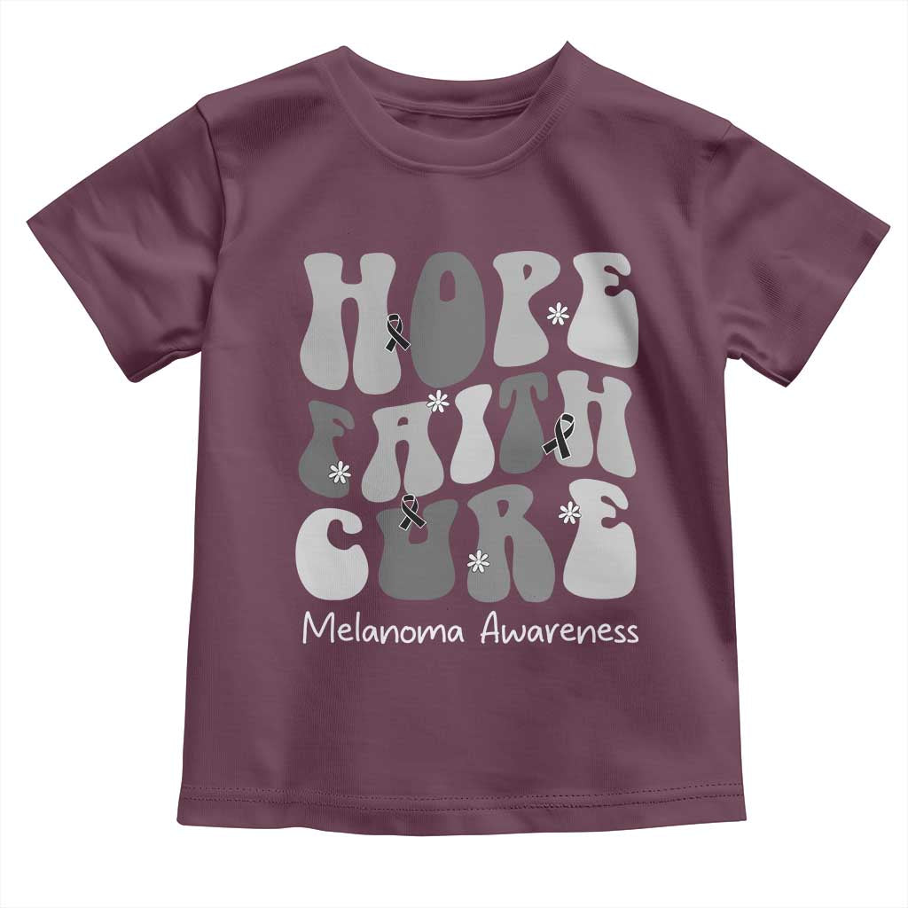 Faith Hope Cure Melanoma Awareness Toddler T Shirt Skin Cancer Fighter TS12 Maroon Print Your Wear