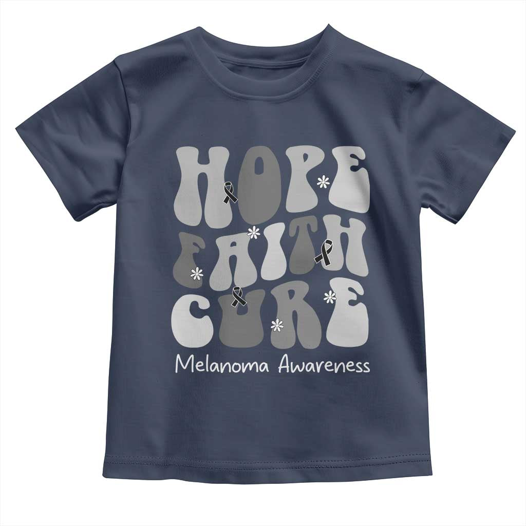 Faith Hope Cure Melanoma Awareness Toddler T Shirt Skin Cancer Fighter TS12 Navy Print Your Wear
