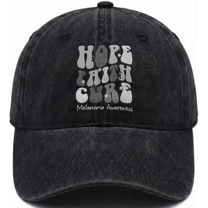 Faith Hope Cure Melanoma Awareness Washed Cotton Baseball Cap Skin Cancer Fighter TS12 Print Your Wear
