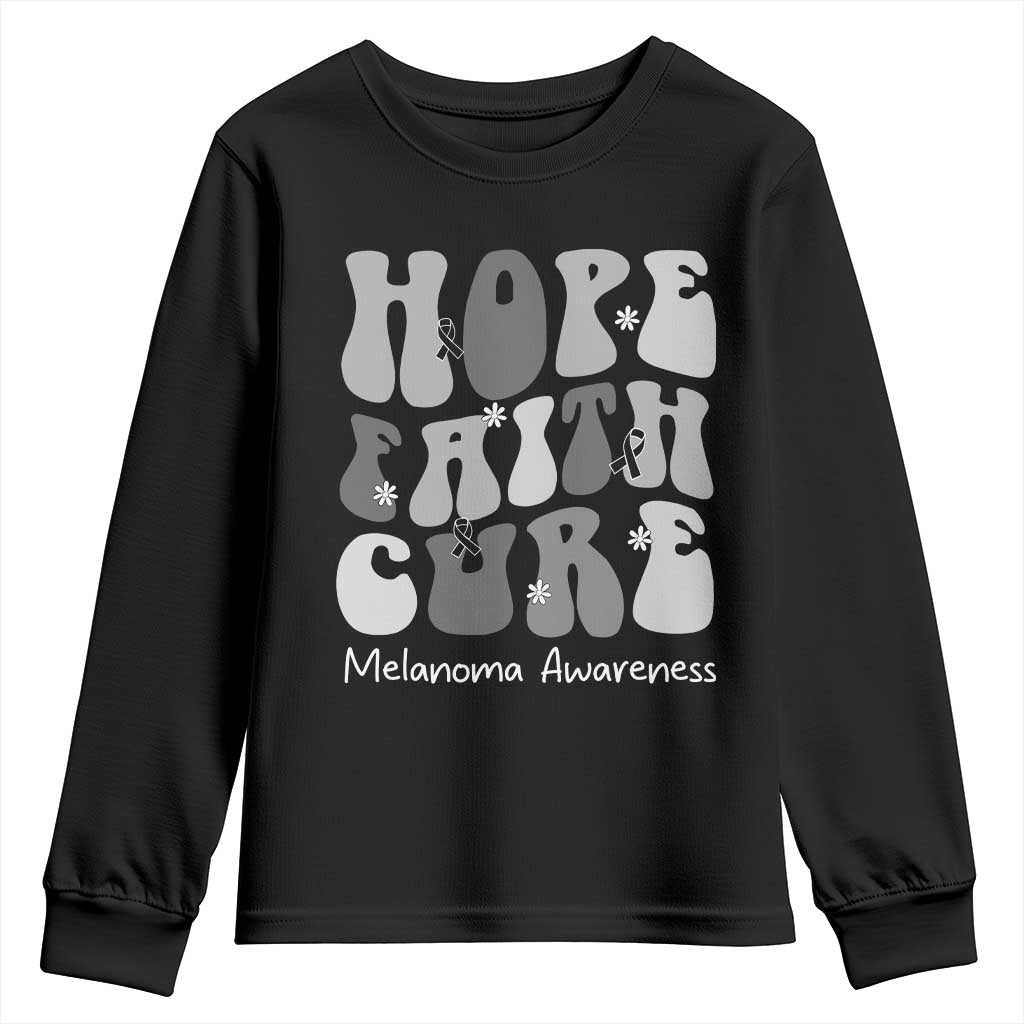 Faith Hope Cure Melanoma Awareness Youth Sweatshirt Skin Cancer Fighter TS12 Black Print Your Wear