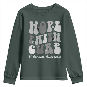 Faith Hope Cure Melanoma Awareness Youth Sweatshirt Skin Cancer Fighter TS12 Dark Forest Green Print Your Wear
