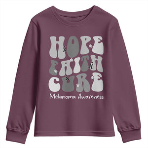 Faith Hope Cure Melanoma Awareness Youth Sweatshirt Skin Cancer Fighter TS12 Maroon Print Your Wear