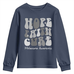 Faith Hope Cure Melanoma Awareness Youth Sweatshirt Skin Cancer Fighter TS12 Navy Print Your Wear