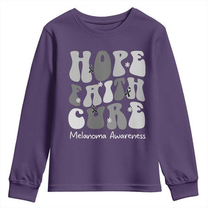 Faith Hope Cure Melanoma Awareness Youth Sweatshirt Skin Cancer Fighter TS12 Purple Print Your Wear