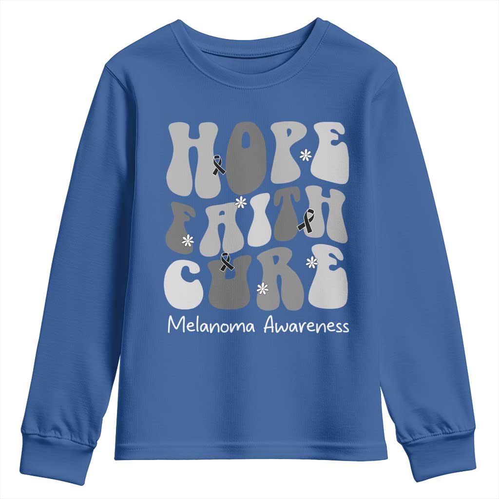 Faith Hope Cure Melanoma Awareness Youth Sweatshirt Skin Cancer Fighter TS12 Royal Blue Print Your Wear