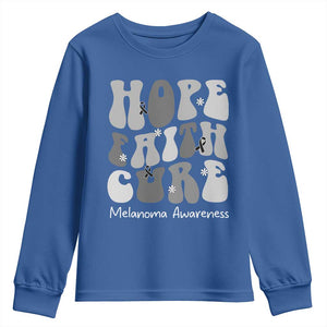 Faith Hope Cure Melanoma Awareness Youth Sweatshirt Skin Cancer Fighter TS12 Royal Blue Print Your Wear