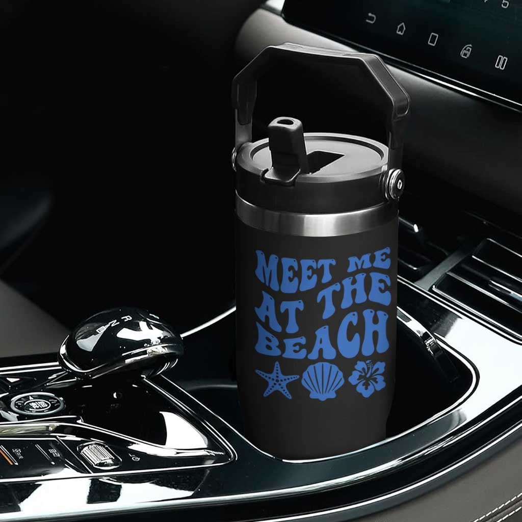 Meet Me At The Beach Flip Straw Tumbler Tropical Summer Vacation Graphic TS12 Print Your Wear