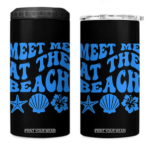 Meet Me At The Beach 4 in 1 Can Cooler Tumbler Tropical Summer Vacation Graphic TS12 One Size: 16 oz Black Print Your Wear