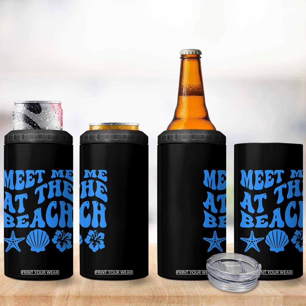 Meet Me At The Beach 4 in 1 Can Cooler Tumbler Tropical Summer Vacation Graphic TS12 Print Your Wear