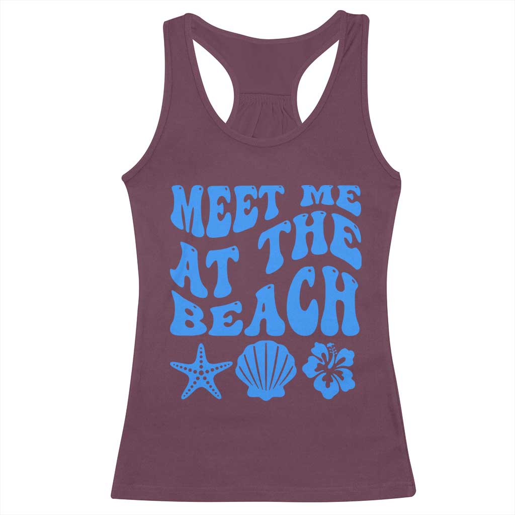 Meet Me At The Beach Racerback Tank Top Tropical Summer Vacation Graphic TS12 Maroon Print Your Wear