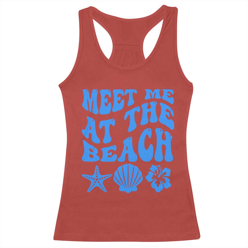 Meet Me At The Beach Racerback Tank Top Tropical Summer Vacation Graphic TS12 Red Print Your Wear