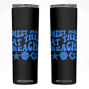 Meet Me At The Beach Skinny Tumbler Tropical Summer Vacation Graphic TS12 Black Print Your Wear