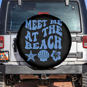 Meet Me At The Beach Spare Tire Cover Tropical Summer Vacation Graphic TS12 No hole Black Print Your Wear