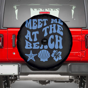 Meet Me At The Beach Spare Tire Cover Tropical Summer Vacation Graphic TS12 Black Print Your Wear